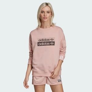 Adidas Sweatshirt with Three Stripes on Cuffs Loose Fit. Sewn In Front Logo